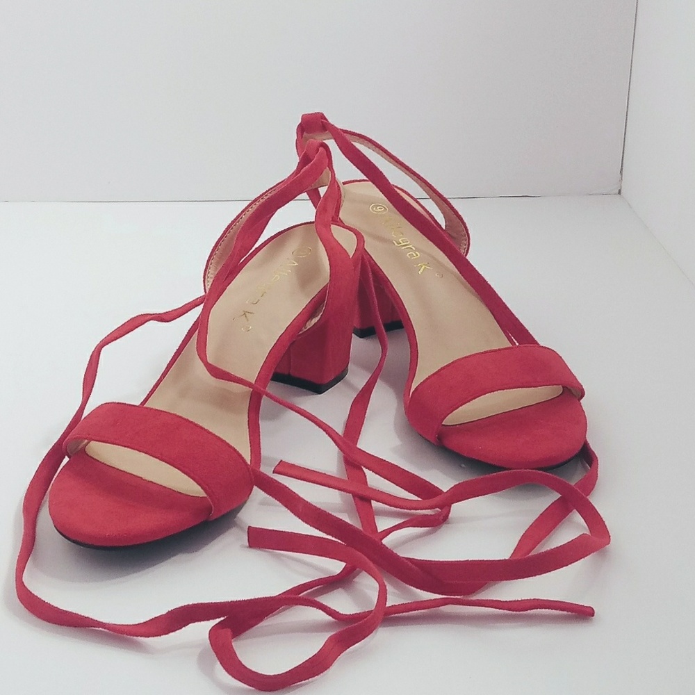 Red Allegra K tie up heel size 9